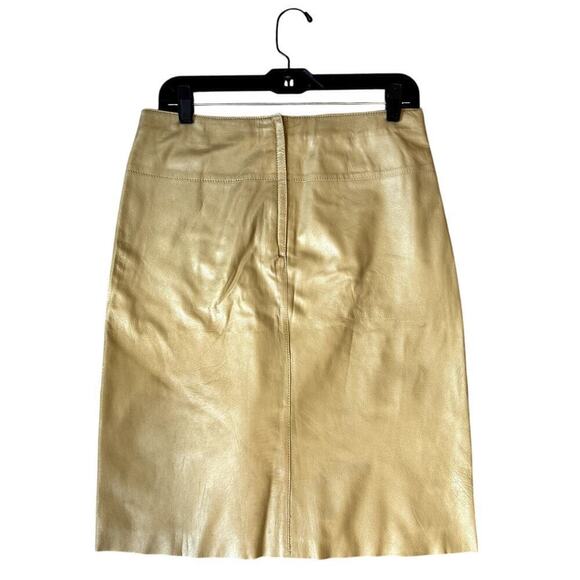 bebe Dresses & Skirts - Vintage Y2K Leather Gold Yellow BEBE Knee-Length Skirt Size 8